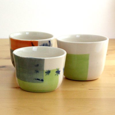 Group of color-block cups